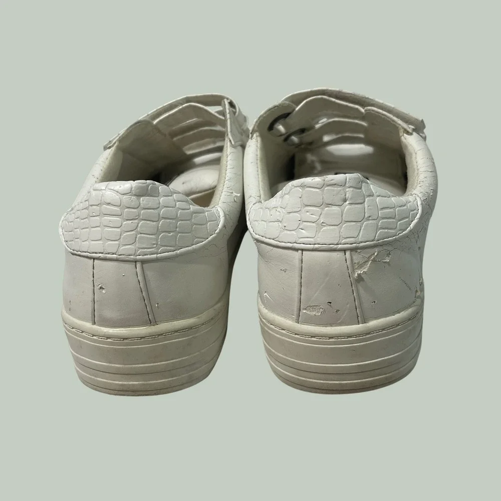 London Underground White Platform Sneakers Triple Strap Shoes Womens 7M